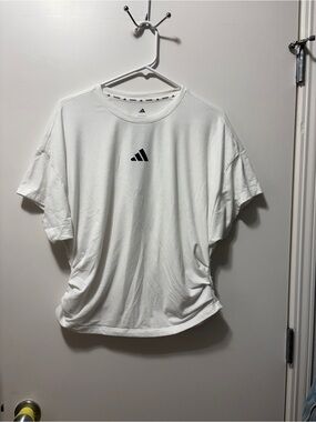 adidas White Short-Sleeve Performance Tee with Black Logo